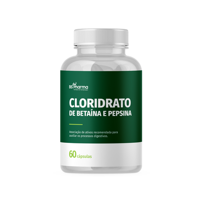 Cloridrato de Betaína 100 mg e Pepsina 60 mg - 60 Cápsulas