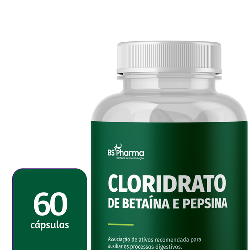 Cloridrato de Betaína 100 mg e Pepsina 60 mg, 60 Cápsulas da BS Pharma, foto 2