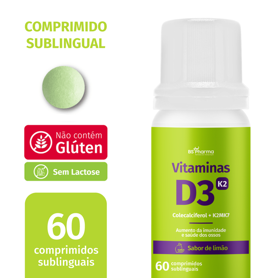 Vitamina D3 (Colecalciferol) + K2 (MK-7), Sublingual, 60 Comprimidos da BS Pharma, foto 2
